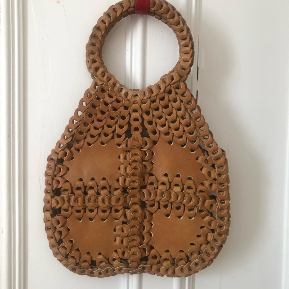 Vintage Leather Boho Chic Woven Handbag